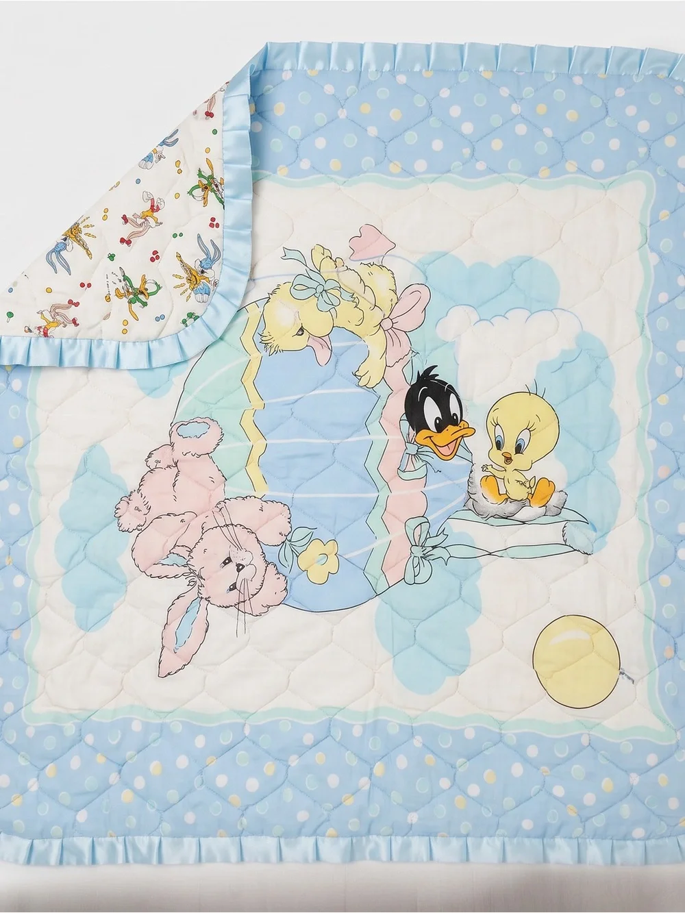 Baby Bedding Quilt - Blue Cartoon Character Nursery Blanket